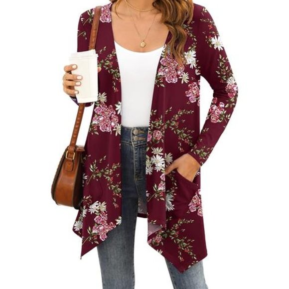 Sweaters - Womens Floral Cardigan With Pockets Lightweight Small Sweater Fall Fashion Trend